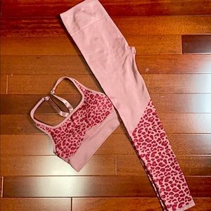 Fabletics Activewear Cheetah Set, Magenta/LightRed